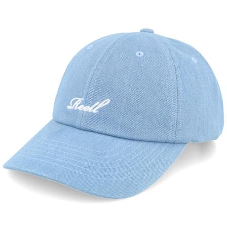Reell - Blauw unconstructed Cap - Single Script Cap Light Blue Denim Dad Cap @ Hatstore