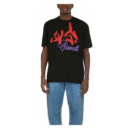 Just Cavalli, T-Shirts Zwart, Heren, Maat:L