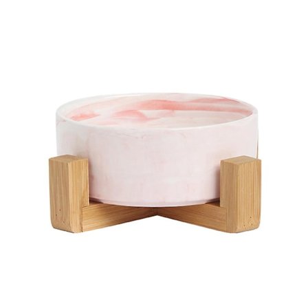 Marmor Keramikkatt- og Hundefôrskål med TreStativ - Spillsikkert Dyrefôr- og Vannfeeder for Katter og Små Hunder