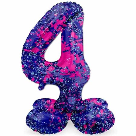 Sifferballon Stående Paint Splash 72 cm "0-9" Ciffer 4