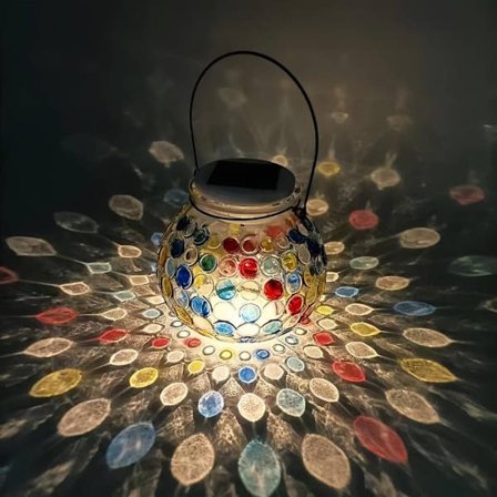 Utomhuslykta Solcellslampa Mosaik Bordslampa Vattentät_OF