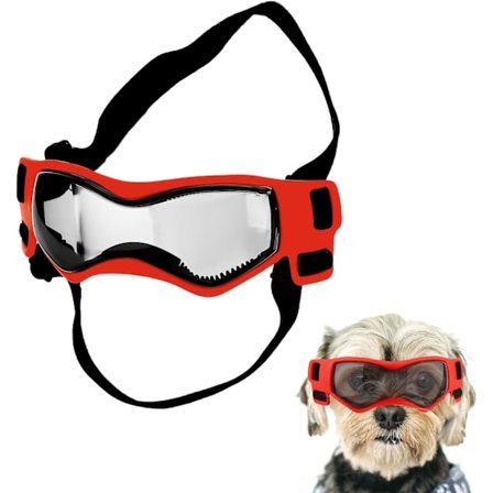 Solbriller til små hunderacer, hunde briller til små hunde vindsikre anti-tåge hunde solbriller justerbare hunde briller (rød)