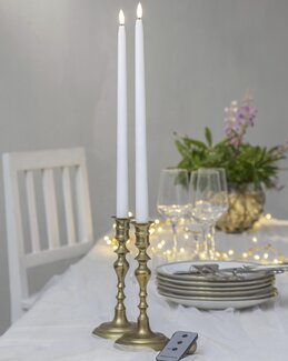LED Antiikkikynttilä 2/p Flamme + kaukosäädin Valkoinen