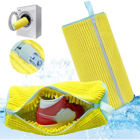 Vaskemaskine Skotasker, Opgraderede Skotasker med YKK Lynlåse, 360° Genanvendelige Vaskemaskine Skotasker (Gul, 2 Pak)