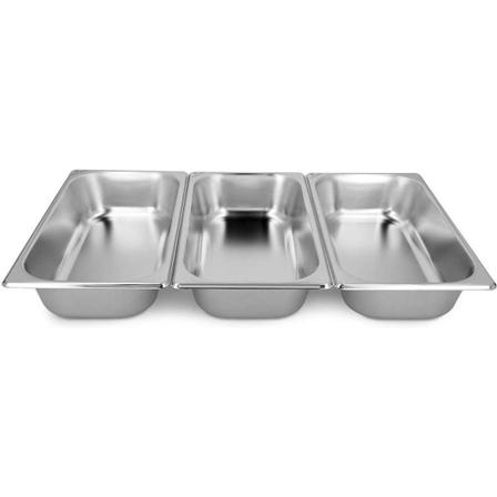 Brødpaneringsett i rustfritt stål 3 deler - 3x bolle for panering 32,5x17,5x6,5 cm