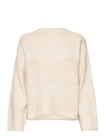 Slffry Ls Knit O-Neck W Pullover Creme Selected Femme