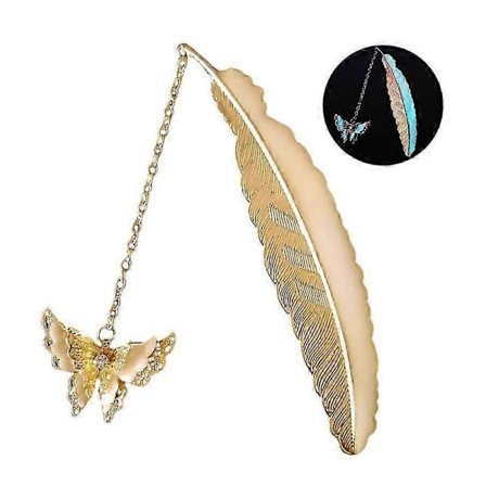 2026 Kreativt bokmerke i metall med fjærdrage - Fluorescerende