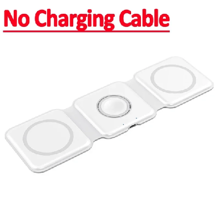 3 i 1 magnetiskt trådlöst laddare för iPhone 15 14 13 Pro Max snabbladdningsstation för Apple Watch AirPods 1 No cable White