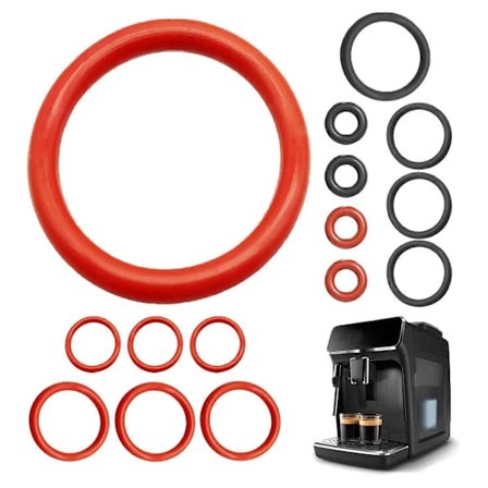 15 stk. silikone O-ringe til støtteventil, dampventil, bryggegruppe, udløbsventil, kompatibel med Philips Saeco Spidem Gaggia kaffemaskiner (FMY)
