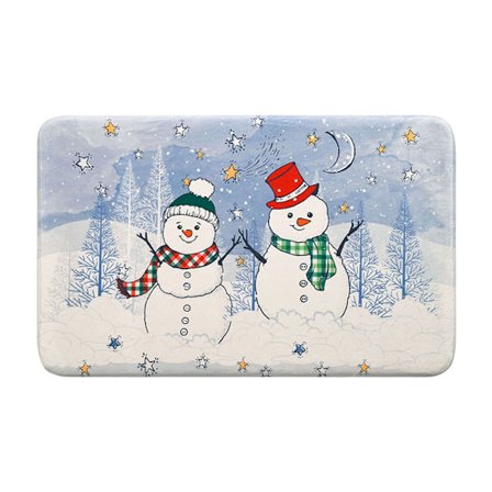 Julemand snemand gulvmåtte, snavsresisten fodmåtte, badeværelsesgulvmåtte, stærkt absorberende jule soveværelse anti-slip måtte - 50x80cm