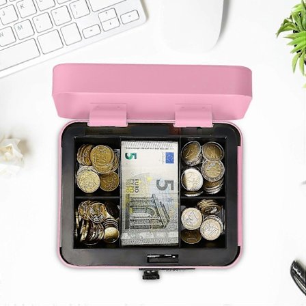 Kasseskuffe med kombinationslås, stål, 5 rum