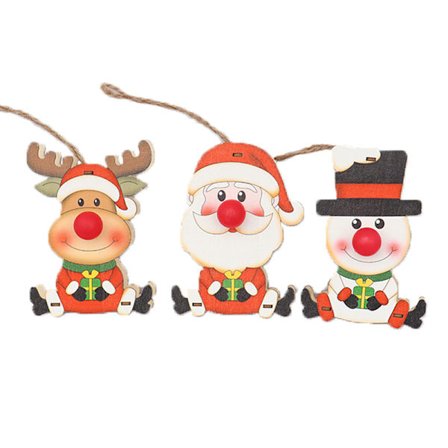 3 st julgransprydnader, små juldekorationer för Ho