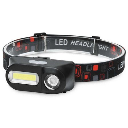 Dobbelt LED hovedlampe COB XPE, der kører camping