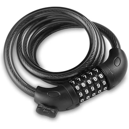 Cykel Lås 5-cifret Kode 1,2 m/4 Fod Kabel Lås (sort)