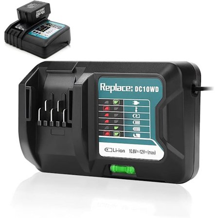 10,8V~12V Litiumbatteriladdare för Makita, DC10WD DC10SB DC10WC BL1015 BL1016 BL1021B BL1041B Laddare Ersättning för Makita Svart