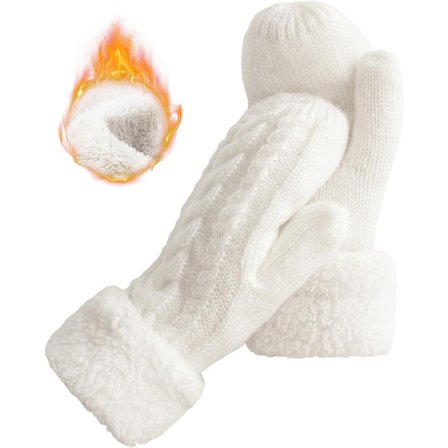 Dam Vinter Varma Fodrade Handskar - Mysiga Stickade Tjocka Vantar