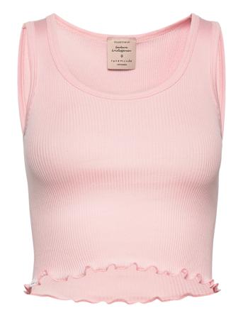 Silk Top Short Crop Tops Sleeveless Crop Tops Lyserød Barbara Kristoffersen By Rosemunde