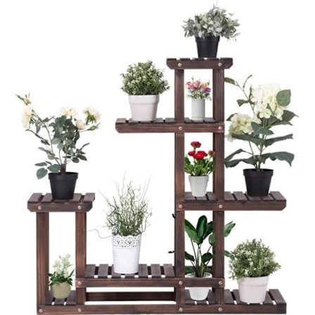 COSTWAY Blomsterhylde i træ Blomsterestativ 6 etager til planter Plantepotteholder opbevaringsstativ 95 x 25 x 96 cm