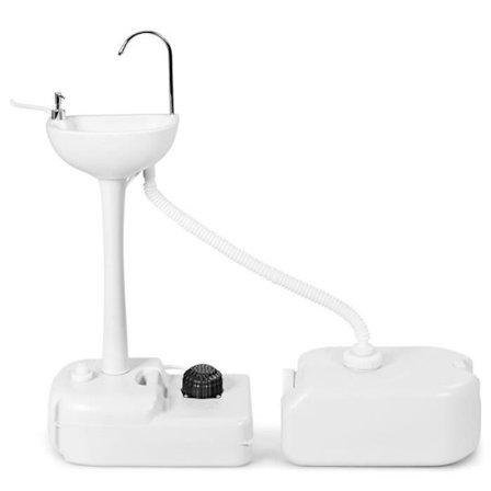 Campingvask med hjul COSTWAY - Vandbeholder 17L - Flydende sæbefordeler 3L - Fodpumpe - Håndklædeholder - Vandhane