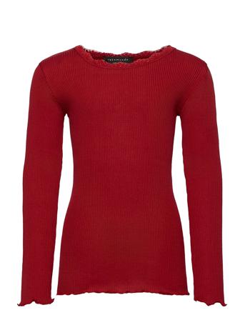 Silk T-Shirt W/ Lace T-shirts Long-sleeved T-shirts Rosemunde Kids