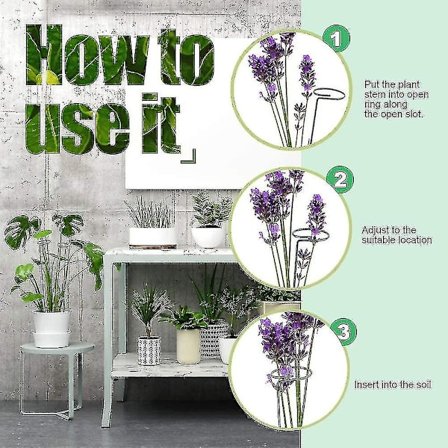 6 Pakke Plantestøtter for Blomster, Metall Enkelt Stengel Plantestøtte