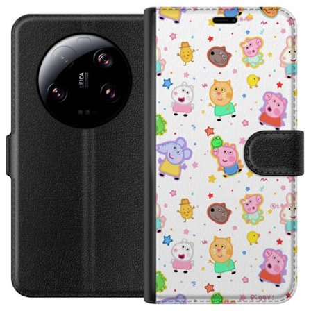 Kompatibel Tegnebogsetui til Xiaomi 13 Ultra Farverige tegneserie dyrekarakterer i en legende stil med stjerner og prikker på en lys baggrund