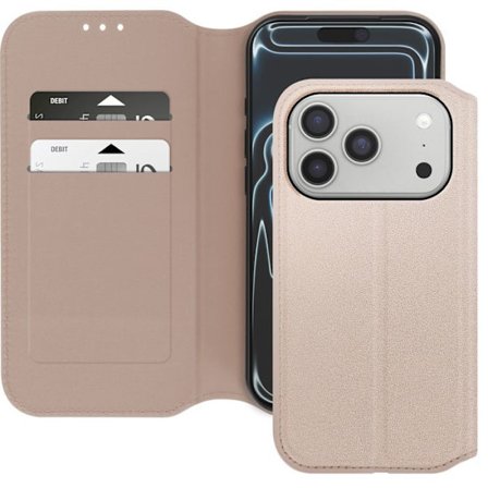 Foliofodral för iPhone 17 Pro Max med kortfack och guldstödsläge