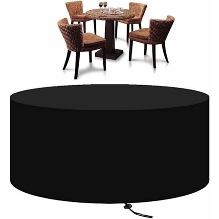 Rund Hagemøbeltrekk, Heavy Duty 210D Oxford Stoff Beskyttende Trekk for Hagebordgruppe, Rundt Trekk Hagemøbler 128X71CM