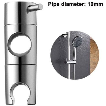 Universaali käsisuihkun pidike, säädettävä suihkupidike, 360° pyörivä suihkupidike liukukiskolle, galvanoitu hopea, 19mm