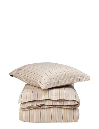 Beige/White Striped Cotton Poplin Bed Set Beige Lexington Home