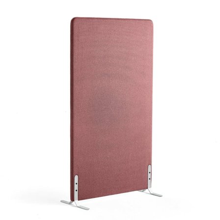 Floor screen ZONE, 1700x1000x46 mm, fabric Rivet, white legs, plum