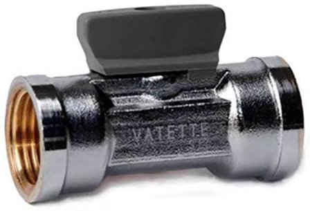 Vatette FG079503405 Kulventil rak, förkromad, med vred, inv gänga G10, Installation