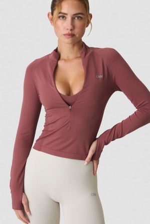 Define Seamless Invisible 1/2 Zip LS Calm Red