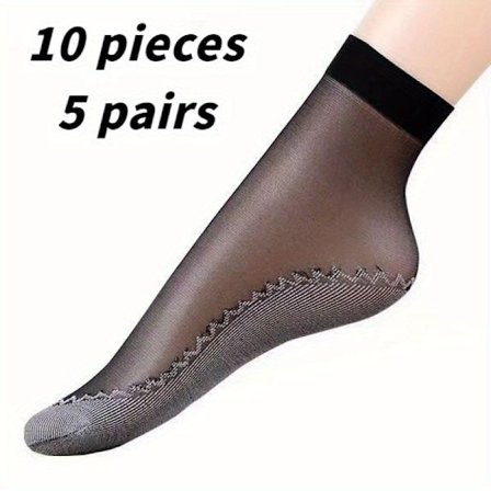 10 stk. 5 par is-pustende sokker - damesokker for vår, sommer og høst, svetteabsorberende og sklisikre, hudfargede, knuteløse, middels tynne