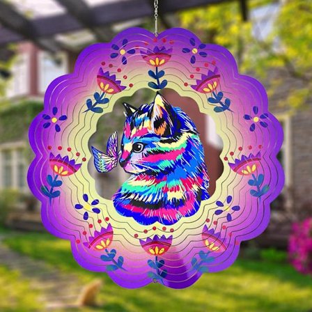 3D Kat Vindspinder Hængende Kat Dekoration Gaver til Kvinder Mor Bedstemor 12 Tommer Metal Kinetisk Skulptur til Indendørs