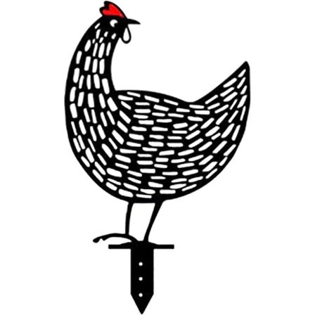 Metal Havefigur - Hønsemotiv - Håndlavet - Havedekoration - Havedekoration