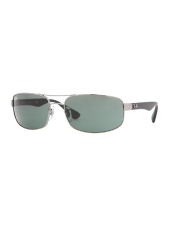 Ray Ban Active Men's sunglasses with a frame made of metal in silver and plastic lenses in green