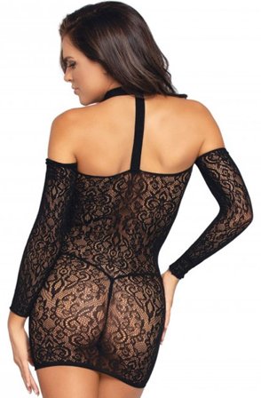 Kjøp Leg Avenue Long Sleeve Halter Mini Dress - Sexy klær | God pris