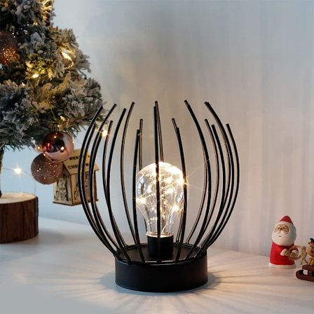 Metallbur Lampe Bordlampe Trådløs Batteridrevet Lampe med Edison-stil LED-pære Perfekt for Bryllup, Fester, Uteplassarrangementer for Innendørs 