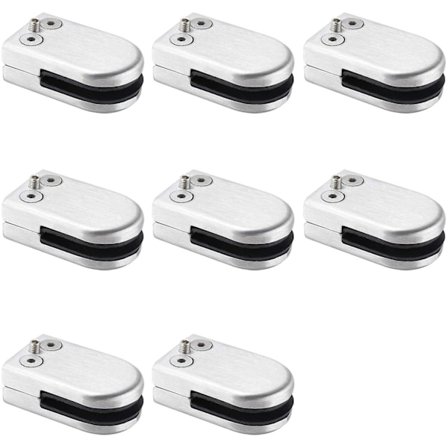 8 st rostfria runda glasklämmor, justerbar glasklämmhållare (lämplig för 6-8 mm glas)