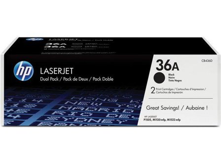 HP 36A - 2-pack - svart - original - LaserJet - tonerpatron (CB436AD)