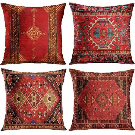 4 kappaleen sarja vintage punainen kukkainen turkkilainen persialainen matto pellavakankaan tyynynpäällinen koti heittotyyny tyynynpäällinen 