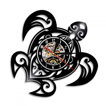 Musiikki Vinyylilevy Seinäkello -Kilpikonna Vinyyli Seinäkello - Vinyyli Kello - Olohuoneen Seinäkoriste - Ainutlaatuiset Lahjat Musiikin Ystäville