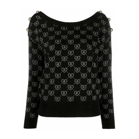 Blugirl, Round-neck Knitwear Zwart, Dames, Maat:S