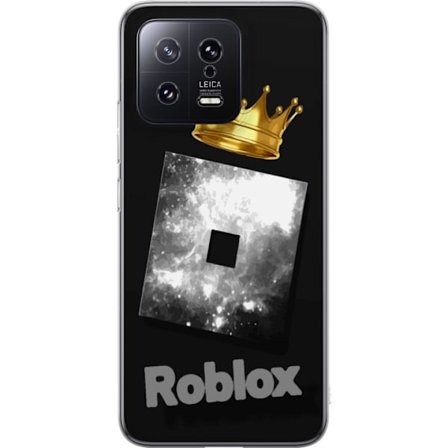 Yhteensopiva Puhelinkuori Xiaomi Xiaomi 13 Minimaalinen musta ja hopeanvärinen Roblox-symboli, jossa on kultainen kruunu ja ylellinen pelaajien estee