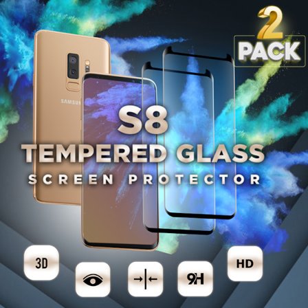 2 Pack Samsung S8 - Härdat glas 9H–Super kvalitet 3D Skärmskydd