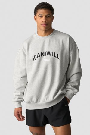ICANIWILL - Everyday Relaxed Crewneck Print White Melange - Träningströja - Herr - Träningskläder från ICIW