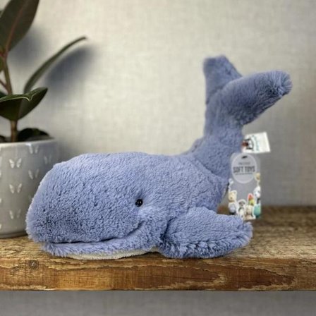 Jellycat Medium Wilbur Val - 37*13cm Blåval Cordy/Plysch, med Etikett & Presentpåse
