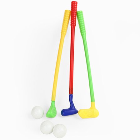 6 golfklubbor i plast för barn