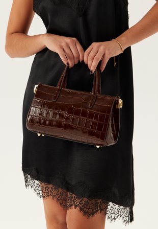 Latalia - Ancona Glossy Croco Bag - G21 Brown - Kläder - - Bubbleroom